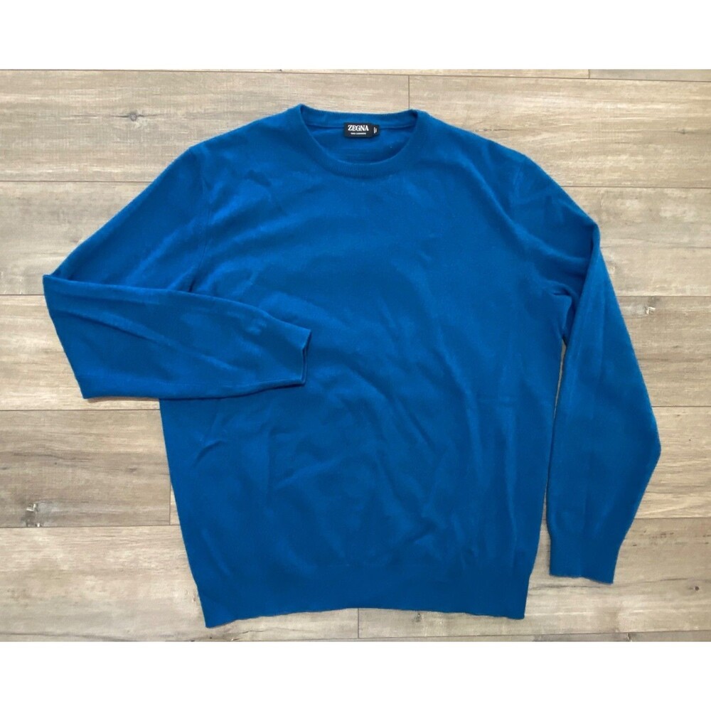 Zegna Oasi Cashmere Crewneck Sweater Mens Large IT 56 Long Sleeve Italian Made